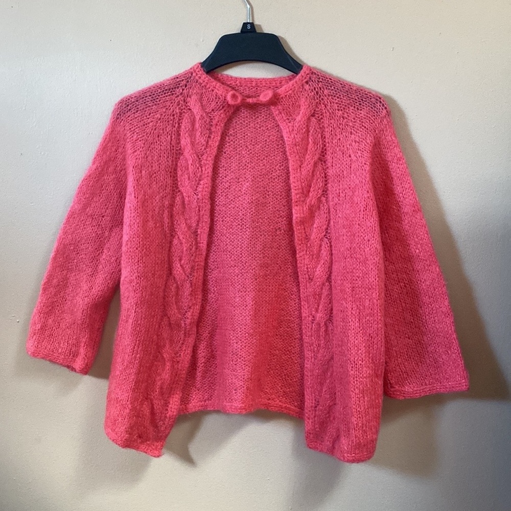 VTG Hot Pink Barbie Mohair Cardigan Sweater